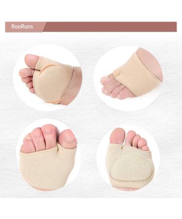RooRuns Metatarsal Pads - Ball of Foot Cushions for Pain Relief | Gel Foot Pads for Morton's Neuroma & Metatarsalgia | 2 Pairs (Black + Beige) - Comfort for Men & Women - Buy Online on GoSupps.com