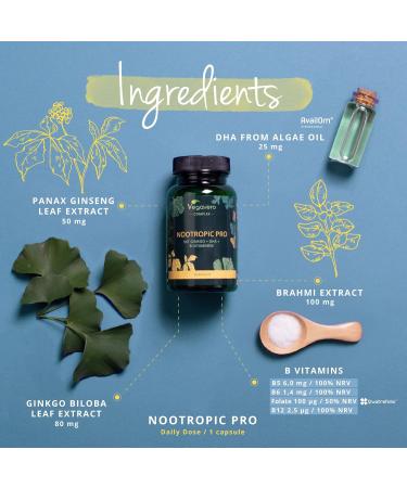 Vegavero Nootropics Brain Supplements | Ayurvedic Formula | Vegan | 90 Capsules - Buy Online on GoSupps.com