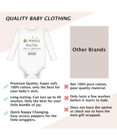 Personalized Baby's First Christmas Gift - My 1st Xmas Outfit - Newborn Long Sleeve Baby Grow for Boys and Girls 0-3 Months - Buy Online on GoSupps.com