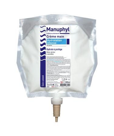 SORIFA Pack of 3 Manuphyl Intense Hydration Hand Creams - Moisturizing and protective - For dry and sensitive hands - Non-greasy fragrance-free enriched with allantoin and wheat proteins - 800ml pouch