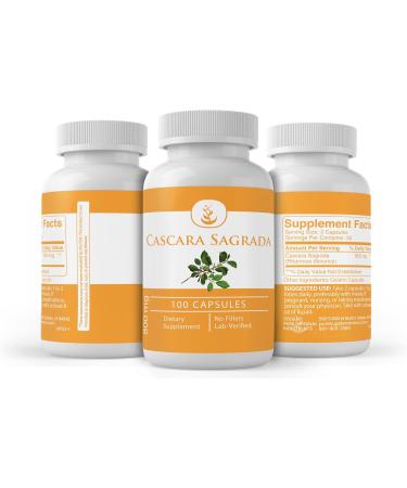 Cascara Sagrada Extract Capsules - Pure Original Ingredients, No Fillers - 100 Count - Buy Online on GoSupps.com