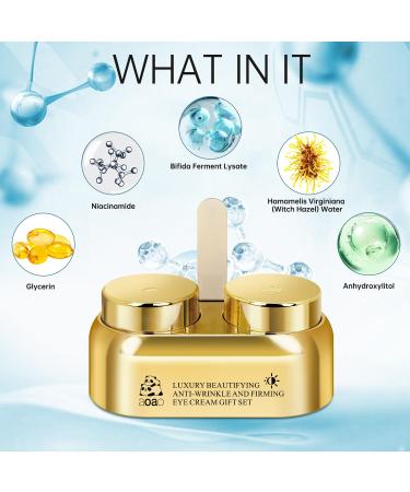AOAO Anti-Wrinkle Firming & Brightening Eye Cream Day & Night Treatment with Niacinamide Smooth & Lift for Dark Circles Puffiness and Wrinkles Gift Set 15ml/0.5fl.oz - Buy Online on GoSupps.com