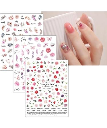 Spring Flower Nail Stickers 18 Sheets Self-Adhesive Nail Decal Summer Floral Nail Art Decoration Design Supplies - Buy Online on GoSupps.com