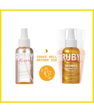 Ruby Kisses Shimmer Fragrance Body and Hair Mist Spray Vanilla Glitter Body Perfume Spray Skin Perfume Liquid Illuminator Highlighter for Skin (GOLD) - Buy Online on GoSupps.com