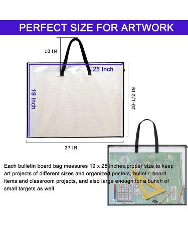DPEI XUAN Art Portfolio Bag - 19x25 Inch Transparent White Poster Storage Organizer with Zipper and Handle - Ideal for Large Posters, Poster Boards, Paintings - 1 Pack - Buy Online on GoSupps.com