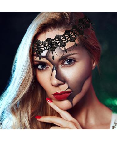 Healvian Gothic Hair Accessories Elastic Lace Headband Halloween Headwear Queen Forehead Band 80s Accessories for Women Masquerade Halloween Hair Accessories - Buy Online on GoSupps.com