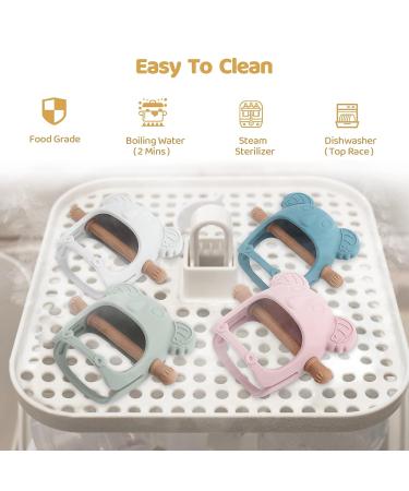 Koala Teething Toy for Babies 0-6 Months | Glue-Free Handle for Safe Chewing | Navy Blue Baby Chew Toy for Soothing Pacifier Sucking Needs - Buy Online on GoSupps.com