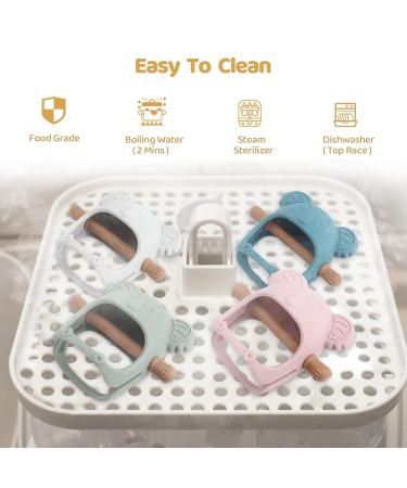 Buy Koala Baby Teether Ring | Silicone Pacifier & Bite Ring Set for 3-Month-Olds | Blue Baby Toys | International Shipping - Buy Online on GoSupps.com