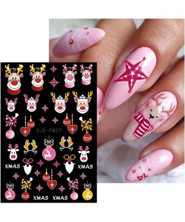 JMEOWIO 10 Sheets Christmas Pink Nail Art Stickers Decals Self-Adhesive Snowflake Winter Holiday Cute Snowman Nail Supplies Nail Art Design Decoration Accessories - Buy Online on GoSupps.com