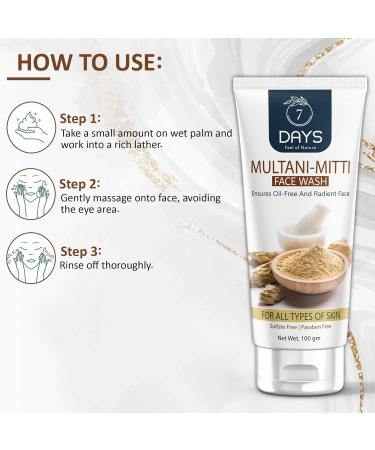 Multani Mitti Face Wash with Aloe Vera & Vitamin E - Oily & Acne Skin Care for Men & Women - 100ml - Buy Online Worldwide - Buy Online on GoSupps.com