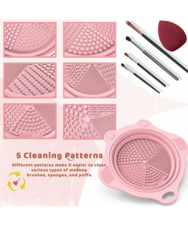 YalsFTY Foldable Silicone Makeup Brush Cleaner Pad Bowl - Portable Scrubber Tool for Makeup Brushes (Pink) | International Shipping Available - Buy Online on GoSupps.com