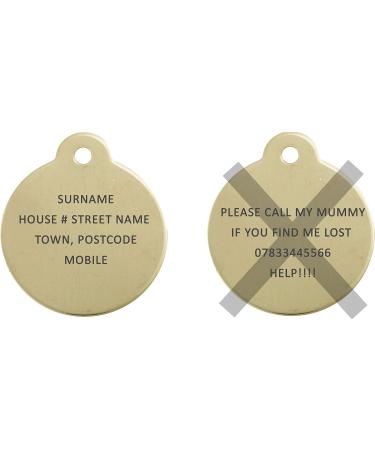 Bow Wow Meow BWM Solid Brass Personalized Pet ID Tags Dog Tags | Dog Tag for Pets Laser Engraved & Personalised | ID Tags for Dogs & Cats | Strong Brass Split Ring & Deeply Engraved - Round Medium 26x31mm Round - Buy Online on GoSupps.com
