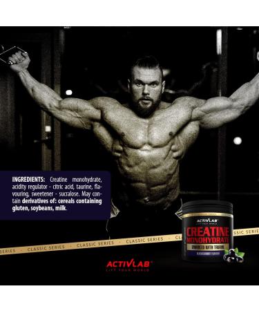 Activlab Creatine Monohydrate 300g - Black Currant - 50 Portions - Enhanced with Taurine for Power & Endurance - Ideal for Bodybuilders & Athletes - Buy Online on GoSupps.com