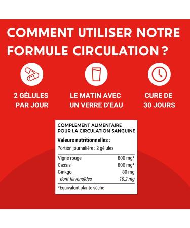 FORMULA CIRCULATION Blood venous | Heavy legs Water retention | Red Vine (highly dose) Blackcurrant Gingko Biloba | 60 capsules | Dietary supplement - Buy Online on GoSupps.com