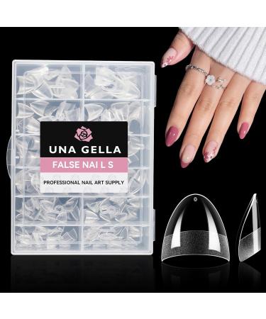 UNA GELLA Capsule Am ricaine Ongle Amande Courte 504 pi ces 12 tailles Demi-couverture Nail Tips Press on Nails Soft Gel pr -mordanc DIY Salon Demi-Amande S