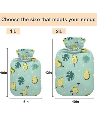 NAANLE PALMBLATT Funny Avocado Hot Water Bottle - 1L Transparent Cover for Bed & Hand/Foot Warmer Pain Relief & Heat Therapy - Buy Online on GoSupps.com