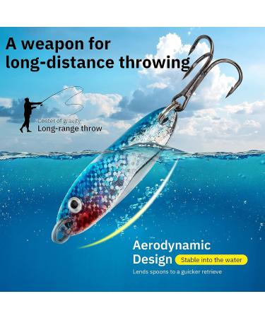 THKFISH Fishing Spoons Set - Saltwater Trout Lures for Bass, Pike, Walleye - 5pcs 1# Color 1/4oz to 3/4oz Casting Spoons - Buy Online on GoSupps.com