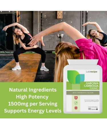 Garcinia Cambogia 500mg Capsules for Weight Loss and Flat Tummy Herbal Supplement with Chromium 90 Caps 1 Month Supply Non-GMO UK GMP Certified - Buy Online on GoSupps.com