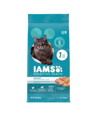 Iams Proactive Health Adult Indoor Weight & Hairball Control Dry Cat Food Chicken and Turkey 7 Pound (Pack of 1)