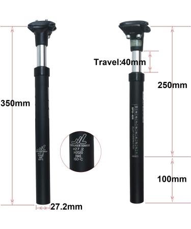 GANOPPER Suspension Seat Post Alloy | Adjustable Seatpost | Black 27.2*350mm | 14mm Offset | 28.6 30.0 30.4 30.9 31.6 33.9 34.9 Sizes - Buy Online on GoSupps.com