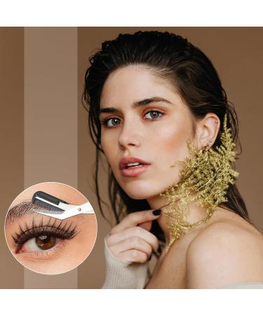 TIESOME Professional Eyebrow Scissors with Comb - Precision Trimmer for Men and Women, Non-Slip Grip - Black - Buy Online on GoSupps.com