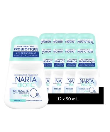 LOT DE 12 Narta D odorant Bille Biotic Invisible 50ml