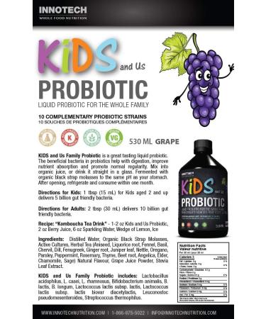 INNOTECH Nutrition: Kids and Us Liquid Probiotic Grape Flavour - 530 ml - Buy Online on GoSupps.com