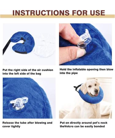 Pet Spies Inflatable Collar for Dogs & Cats - Comfortable Recovery & Protection Pillow with Magic Zipper (L/Blue) - Ideal for Swimming & Neck Support - Buy Online on GoSupps.com