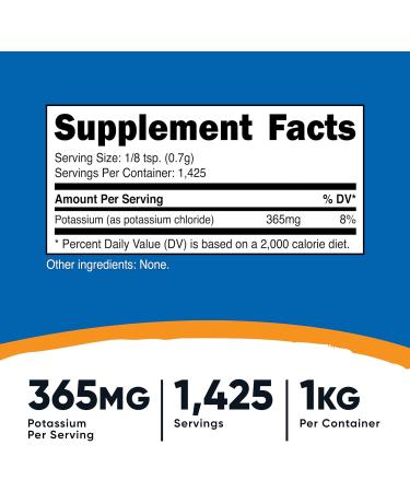 Nutricost Potassium Chloride Powder 1kg - Gluten-Free Non-GMO Supplement - Buy Online on GoSupps.com