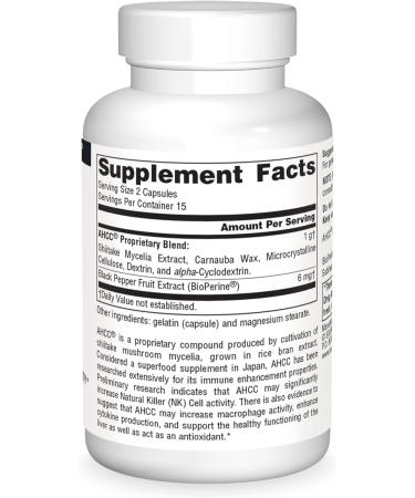 Source Naturals AHCC with Bioperine - Increases Natural Killer Cell Activity* - 500 mg - 30 Capsules - Buy Online on GoSupps.com