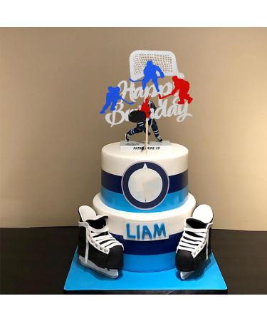 Arthsdite 1Pc Ice Hockey Cake Topper Happy Birthday Sign Sport Cake Decorations Puck Theme for Kids Girl Boy Man Women Birthday Party Supplies - Sliver Glitter Silver - Buy Online on GoSupps.com
