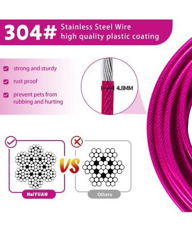 Haiyuan Dog Tie Out Cable - 10/15/20/25/30 FT Steel Wire Dog Runner Durable Clips Pink Dog Chain for Outdoors Supports Dogs up to 165 LBS - Buy Online on GoSupps.com