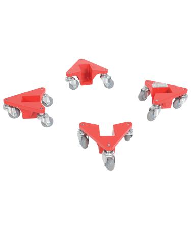 Vestil CMD-A-NS-200-4PK Aluminum Corner Mover Dolly Narrow Slot 4 Pack 200 Lb. Capacity Red