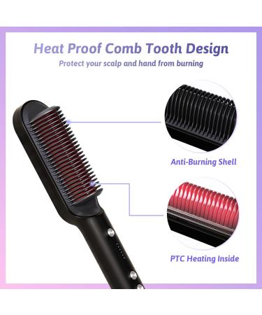 VKK Hair Straightener Brush - 25s Fast Heating, 5 Temp Settings, Anti-Scald - Professional Styling Tool for Women - Black - Buy Online on GoSupps.com
