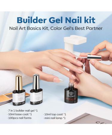 Modelones Builder Nail Gel Kit Clear Builder Gel with Mini Nail Lamp& Nail Forms Set Hard Gel Builder for Nails Extension Strengthener Base Gel in a Bottle Nail Art Manicure - Buy Online on GoSupps.com