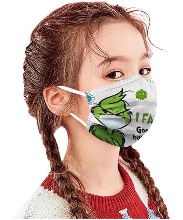 100Pcs Kids Grinch Disposable Face_Mask - Christmas Childrens Face_Mask Assorted Colors Design Boys Girls 3-Ply Face_Covering (Grinch F) - Buy Online on GoSupps.com