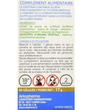 Arkocaps Griffonia - Facilitates serotonin synthesis - Nervous system functioning - Low morale and periods of stress - 40 - Buy Online on GoSupps.com