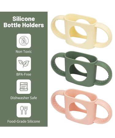 3 Pack Bottle Handles for Dr. Brown Baby Bottles - Non-Slip Easy Grip Silicone - BPA-Free & Dishwasher Safe - Milk White Green Pink - Compatible with Narrow and Wide-Neck Bottles - Buy Online on GoSupps.com