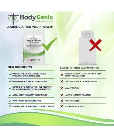 Bodygenix Vitex Agnus Castus Supplement - Reduce Menstrual Mood Swings & Cramps - 2200mg Veg Capsules (60) - 2 Month Supply - Buy Online on GoSupps.com