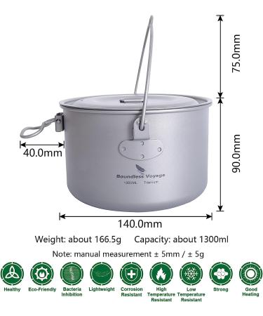 iBasingo Titanium Pot with Lid | Ultralight Camping Tableware | 1950ml - Buy Online on GoSupps.com