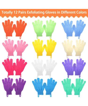 Exfoliating Gloves - Anezus 12 Pairs Scrub Gloves for Shower and Bath - 12 Colors - Buy Online on GoSupps.com