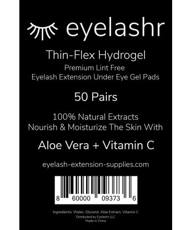 (50 Pairs) New Thin-Flex Under Eye Gel Pads for Eyelash Extensions - Premium Lint Free Patches with Vitamin C and Aloe Vera - Hydrogel Eye Patch - Lash Extension Supplies - Moisturizing Eyepads