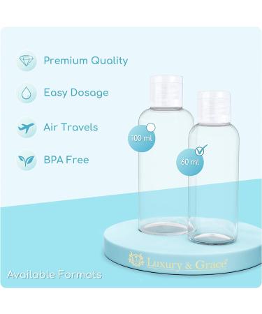Shop LG Luxury & Grace Set: 16 Transparent 60ml Cosmetic Bottles for Travel & Body Care - Ideal for Essential Oils - Buy Online on GoSupps.com