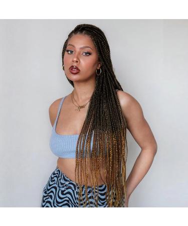 Afro-America wig for women handmade braided for cosplay festival black ombr medium brown natural color synthetic wig with lace front wig for drag queen