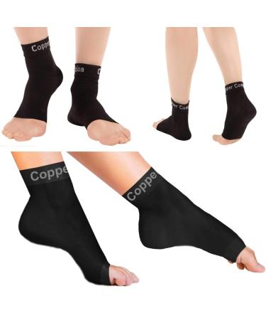 Copper Compression Recovery Foot Sleeves / Plantar Fasciitis Support Socks - GUARANTEED To Speed Up Recovery & Provide Relief Of Heel Spurs, Arch Pain, Foot Swelling & Ankle Injuries 1 PAIR, Medium Small/Medium (1 Pair)