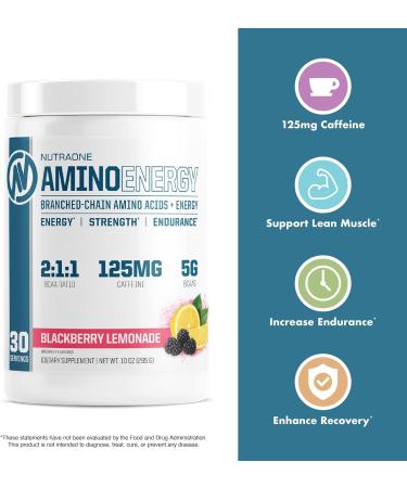 NutraOne Amino Energy BCAA Powder - Best Pre-Workout Supplement with Caffeine Strawberry Watermelon Flavor 30 Servings | Boost Energy & Recovery - Buy Online on GoSupps.com