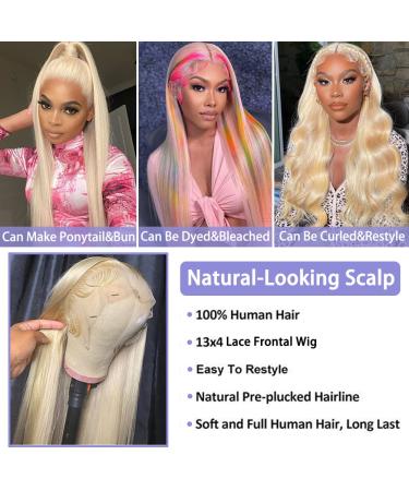 24 inch 613 Blonde Lace Front Wig Human Hair 13x4 | 180% Density HD Straight Lace Frontal Wig with Baby Hair | Pre Plucked & Bleached Knots | Glueless & Transparent 10A Quality - Buy Online on GoSupps.com