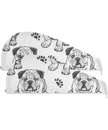 Sad Bulldog Hair Towel 2 Pack | Super Absorbent Quick Dry Hair Turbans for Women & Girls - Buy Online on GoSupps.com