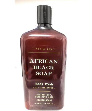 VOYAGER African Black Soap Body Wash for ALL SKIN TYPES - SOOTHES DRY SENSITIVE SKIN with SANDALWOOD 724 ml - Buy Online on GoSupps.com