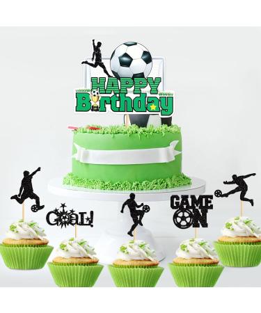 Keaziu 25 Pack Soccer Cupcake Topper Sport Theme Cupcake Picks Game Day Soccer Ball Toothpicks Football for Men Boys Birthday Decorations Supplies Man Black Man - Buy Online on GoSupps.com